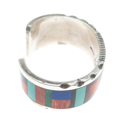 FRANK YELLOWHORSE NAVAJO Old Pawn Sterling MultiGem Bracelet 6.75" missing stone