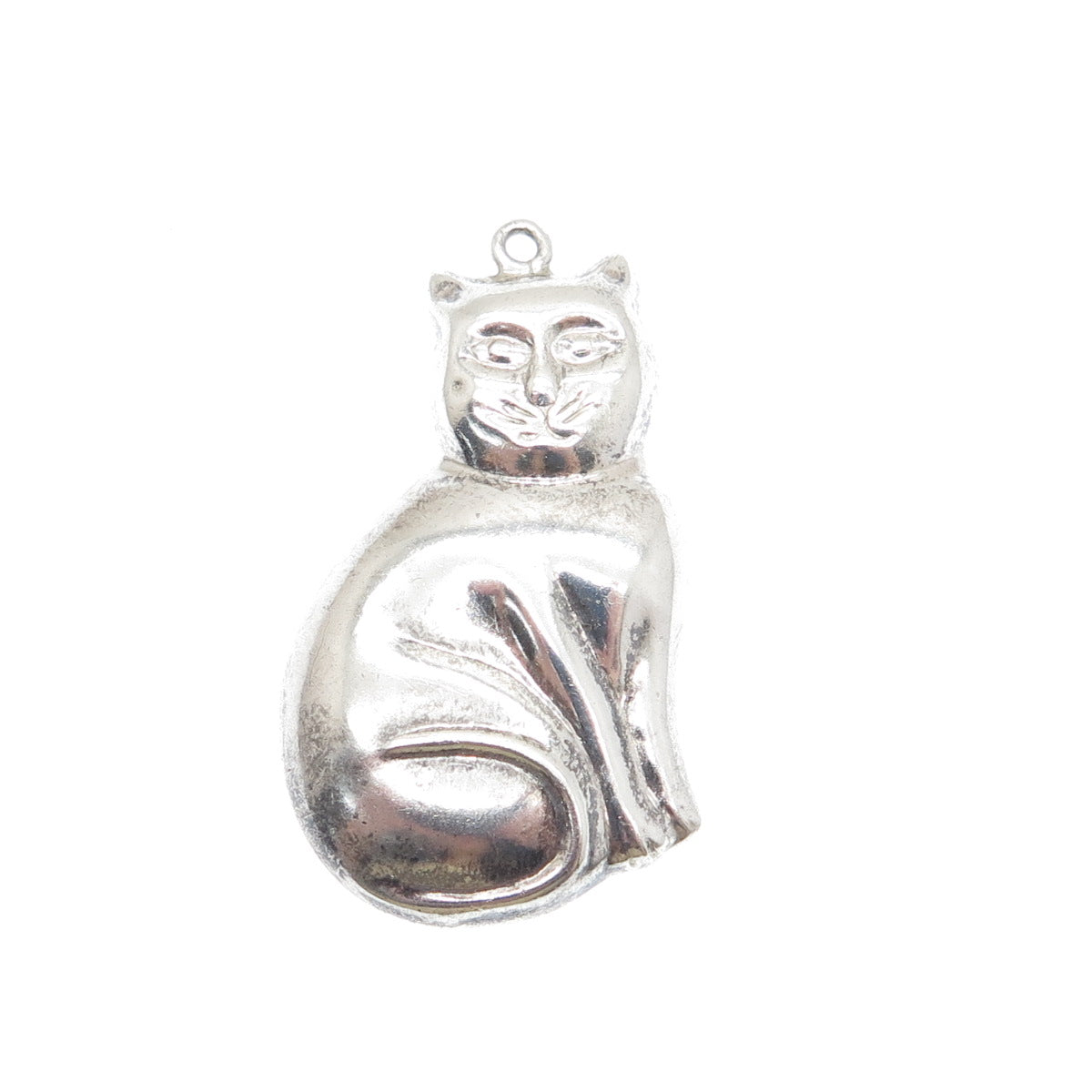 CHAPAL ZENRAY 925 Sterling Silver Vintage Cat Modernist Pendant