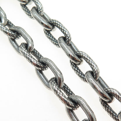 925 Sterling Silver Vintage Oxidized Cable Link Bracelet 9"