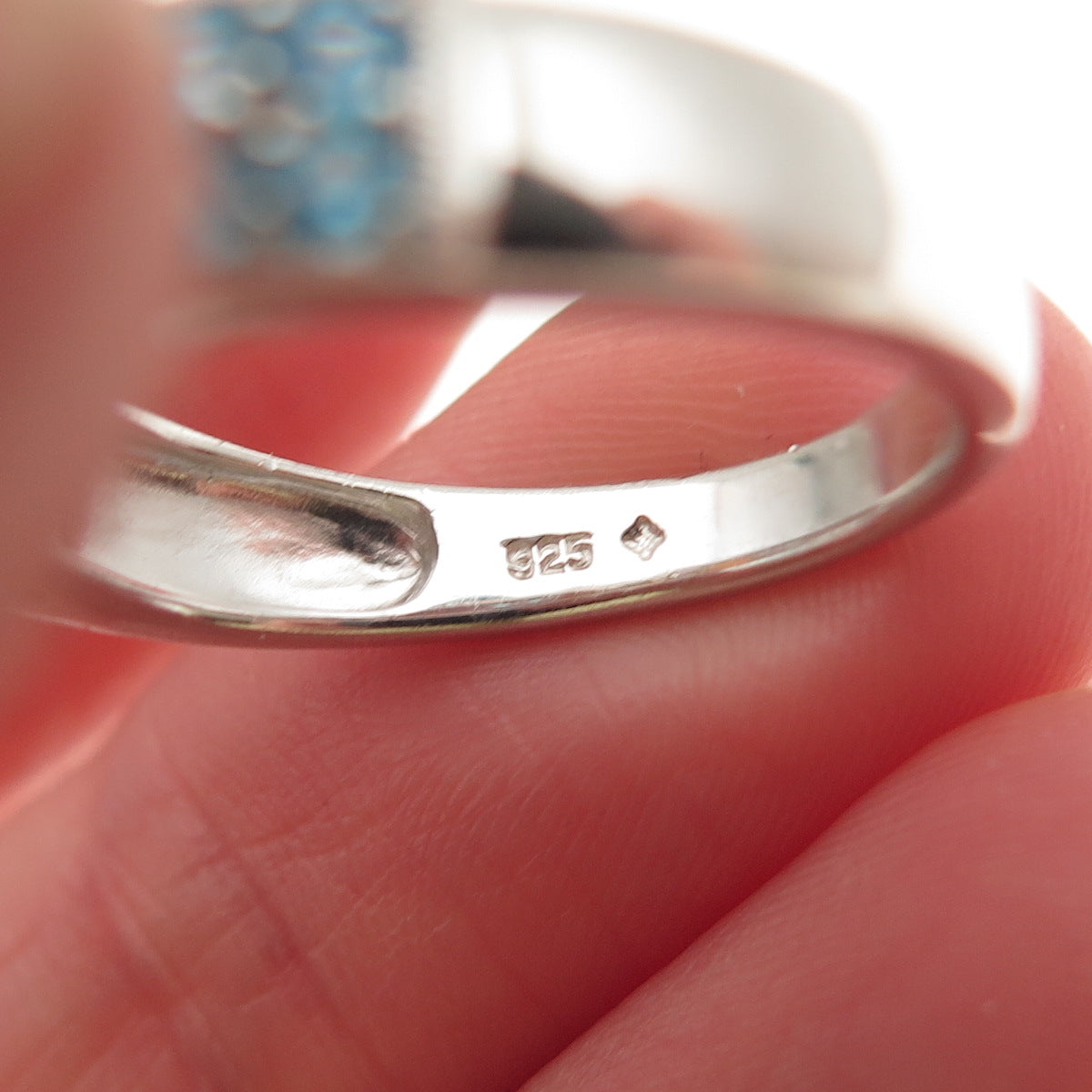 925 Sterling Silver Real Round-Cut Opal & Apatite Ring Size 8