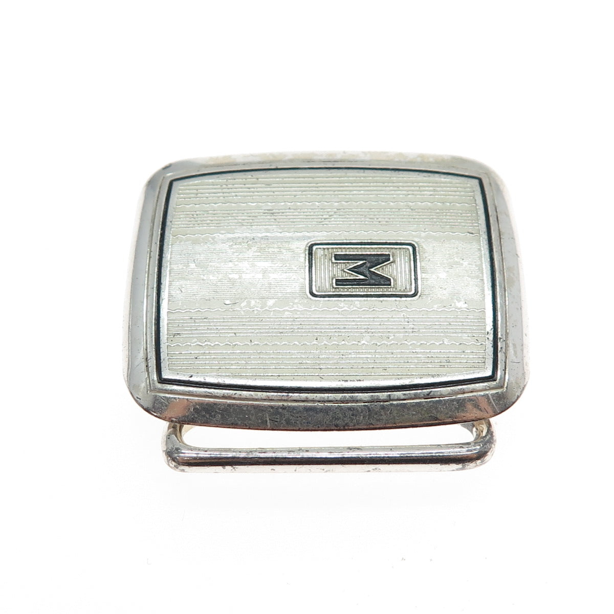 HICKOK Sterling Silver & Bronze Antique Art Deco Letter M Oxidized Belt Buckle
