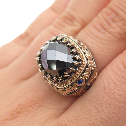 MICHAEL VALITUTTI Gems En Vogue Sterling 2-Tone Sapphire Hematite Ring Size 7.25