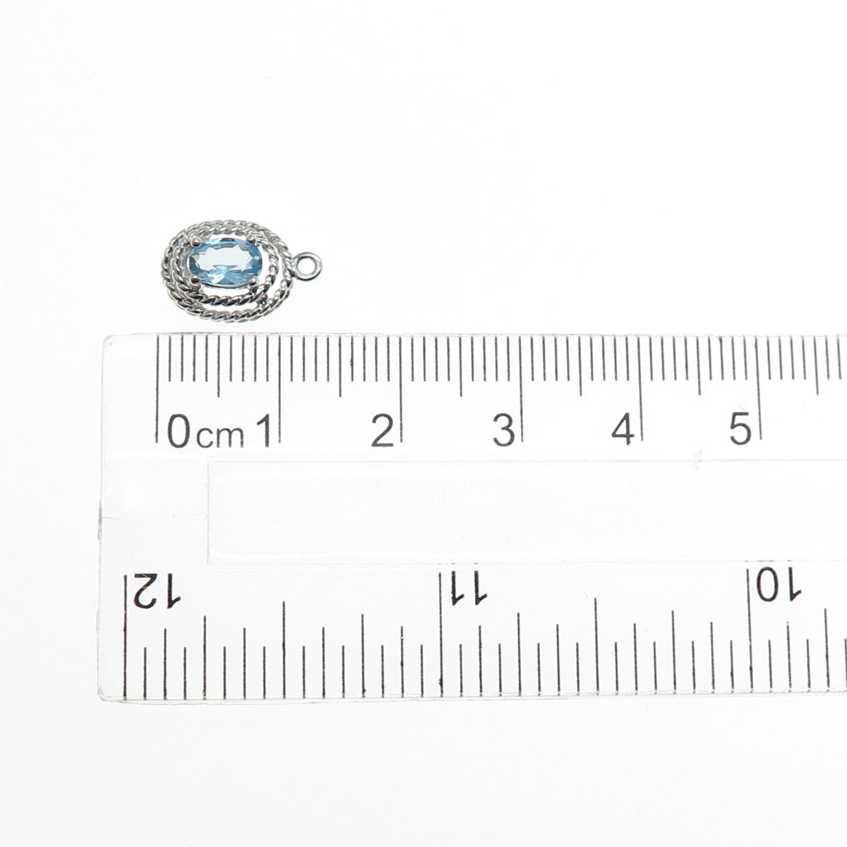 ROSS SIMONS 925 Sterling Silver Real Blue Topaz Minimalist Charm Pendant