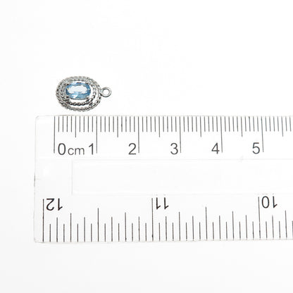 ROSS SIMONS 925 Sterling Silver Real Blue Topaz Minimalist Charm Pendant