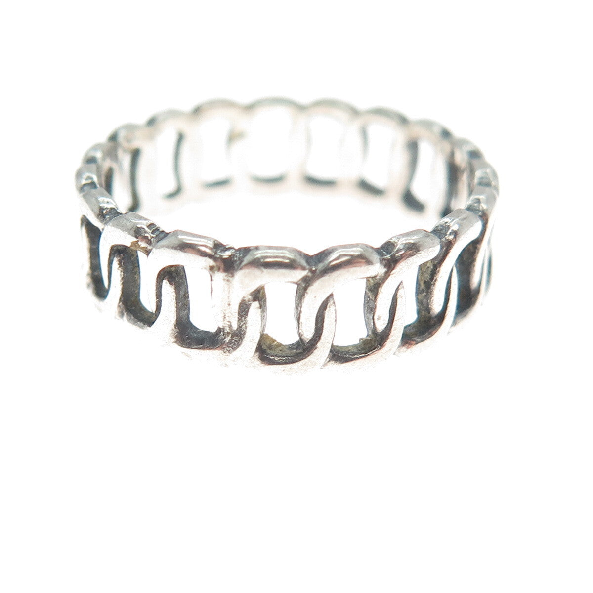 925 Sterling Silver Vintage Curb Oxidized Band Ring Size 6