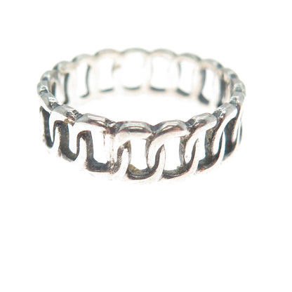 925 Sterling Silver Vintage Curb Oxidized Band Ring Size 6