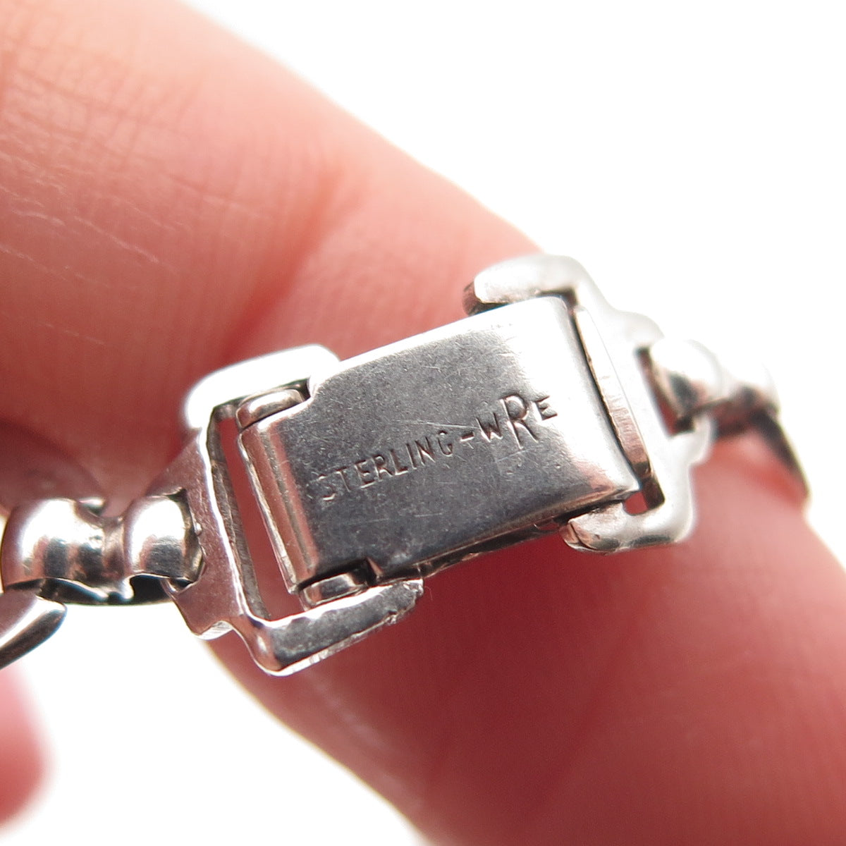 W.E. Richards Sterling Silver Antique Art Deco Interlocked Link Bracelet 7.5"