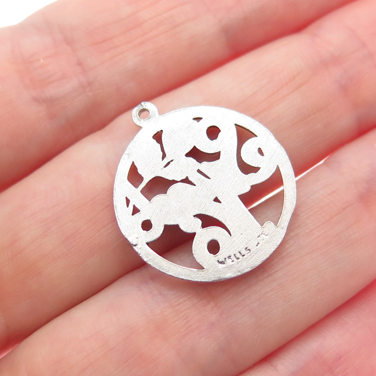WELLS 925 Sterling Silver Vintage Sweet 16 Oxidized Minimalist Charm Pendant
