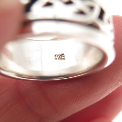 925 Sterling Silver Vintage Celtic Knot Oxidized Band Ring Size 7