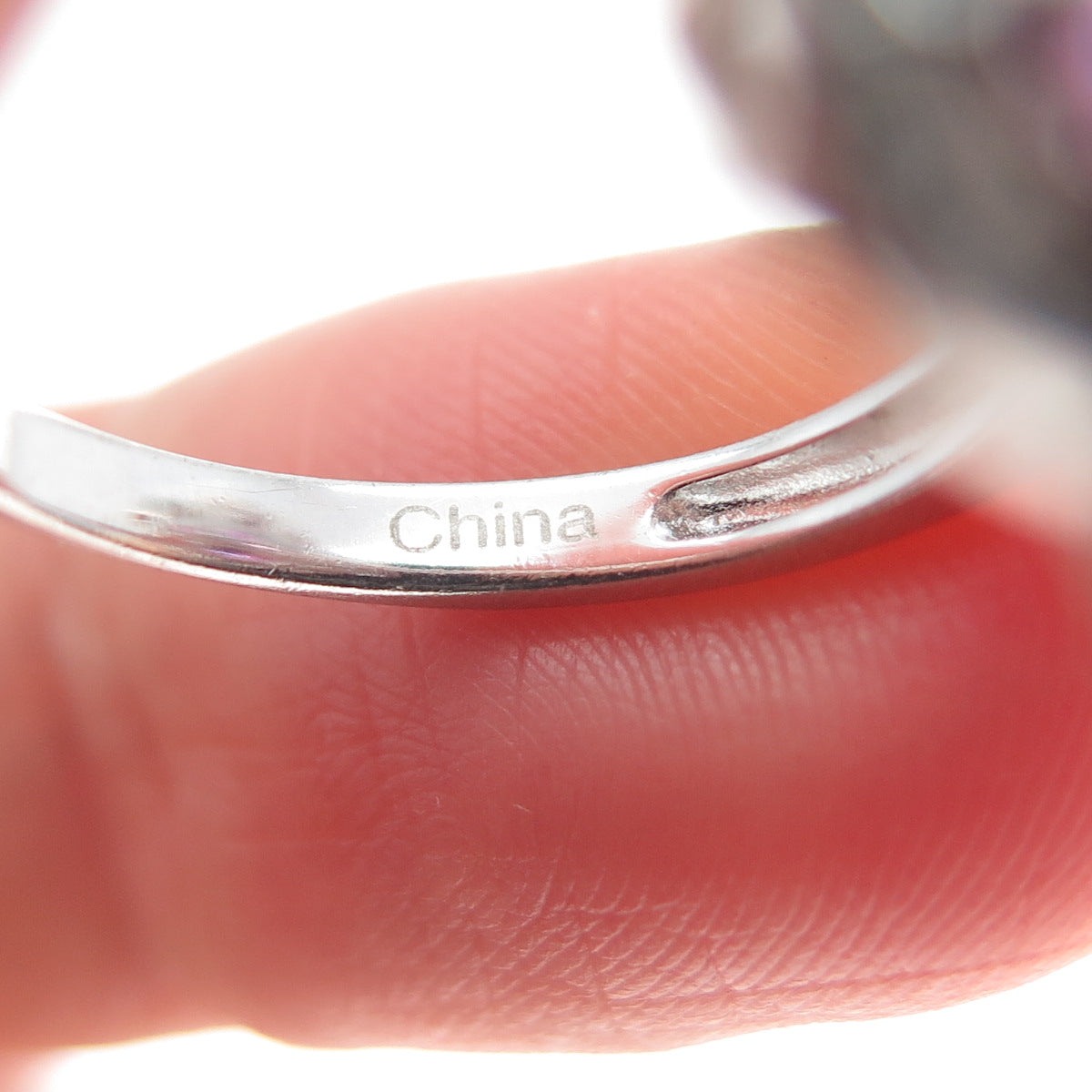 CHUCK CLEMENCY 925 Sterling Silver Real Amethyst & White Topaz Ring Size 7.25