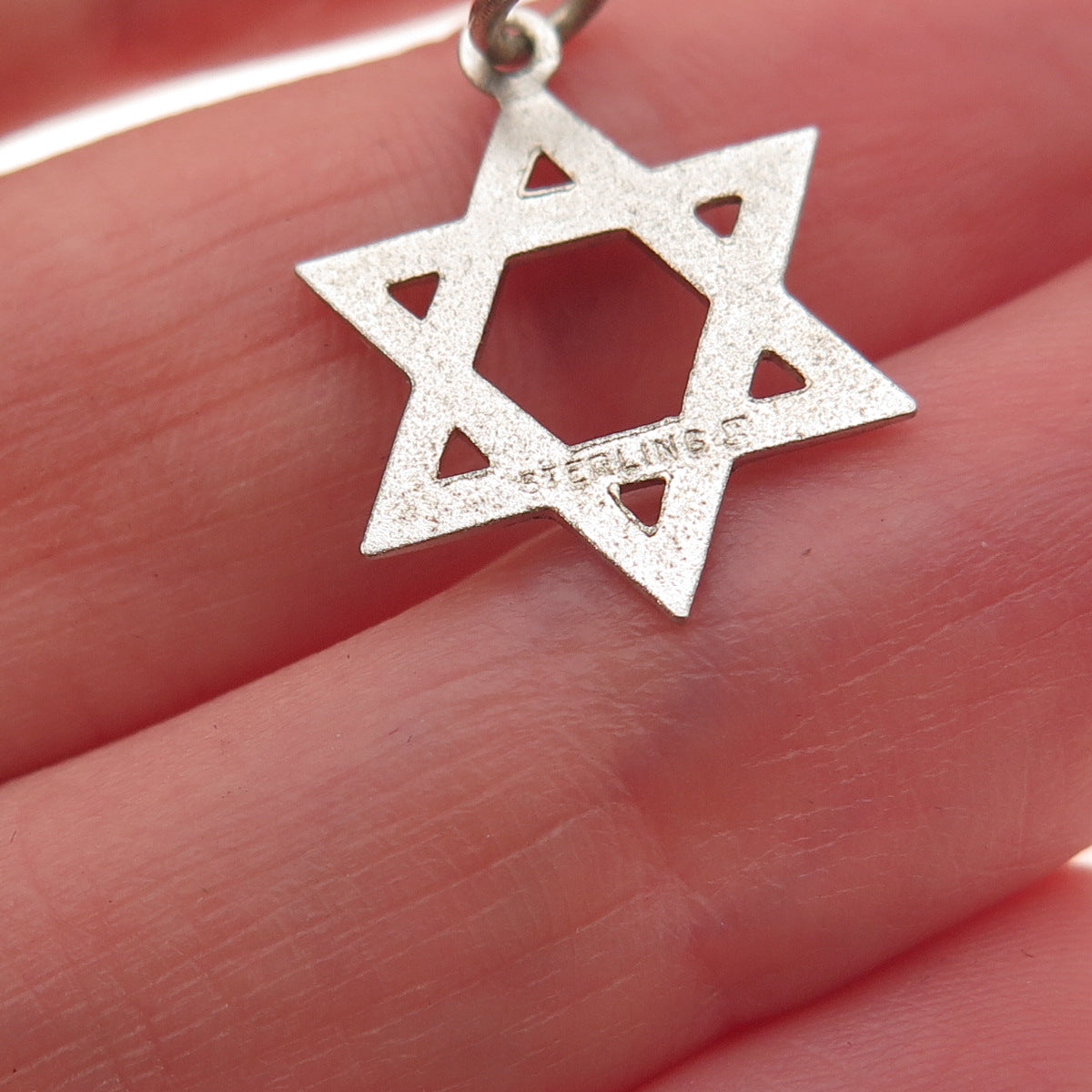 925 Sterling Silver Antique Art Deco Star of David Oxidized Charm Pendant