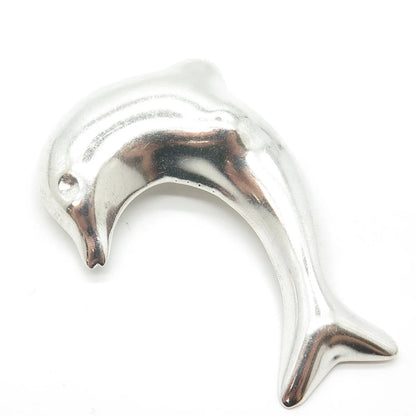 925 Sterling Silver Vintage Mexico Friendly Dolphin Pin Brooch