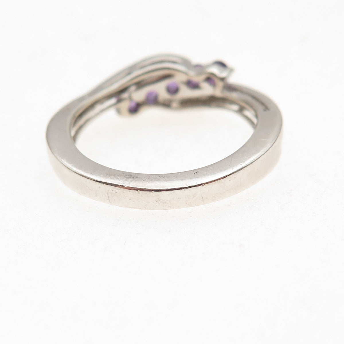 Heng Ngai 925 Sterling Silver Vintage Real Round-Cut Amethyst Ring Size 6.25
