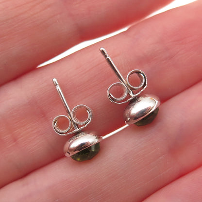 Pandora 925 Sterling Silver Real Peridot August Birthday Blooms Stud Earrings
