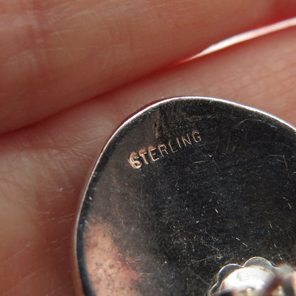 925 Sterling Silver Vintage Modernist Axe Oxidized Earrings