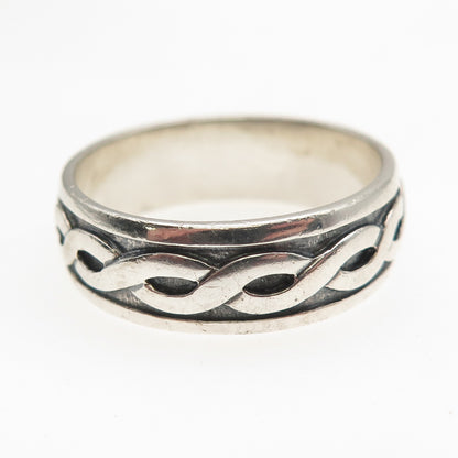Solvar Sterling Silver Vintage Ireland Celtic Woven Oxidized Band Ring Size 13