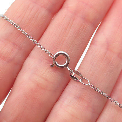 925 Sterling Silver Real Diamond Fleur de Lis Cable Chain Necklace 18"