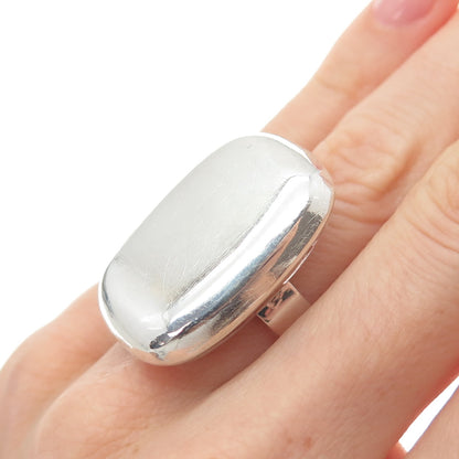 925 Sterling Silver Vintage Modernist Statement Ring Size 6