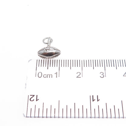 925 Sterling Silver Vintage Football Ball Minimalist 3D Charm Pendant