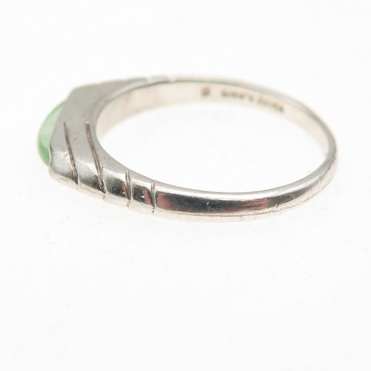 Jewelry Concepts 925 Sterling Silver Vintage Real Jade Stackable Ring Size 8
