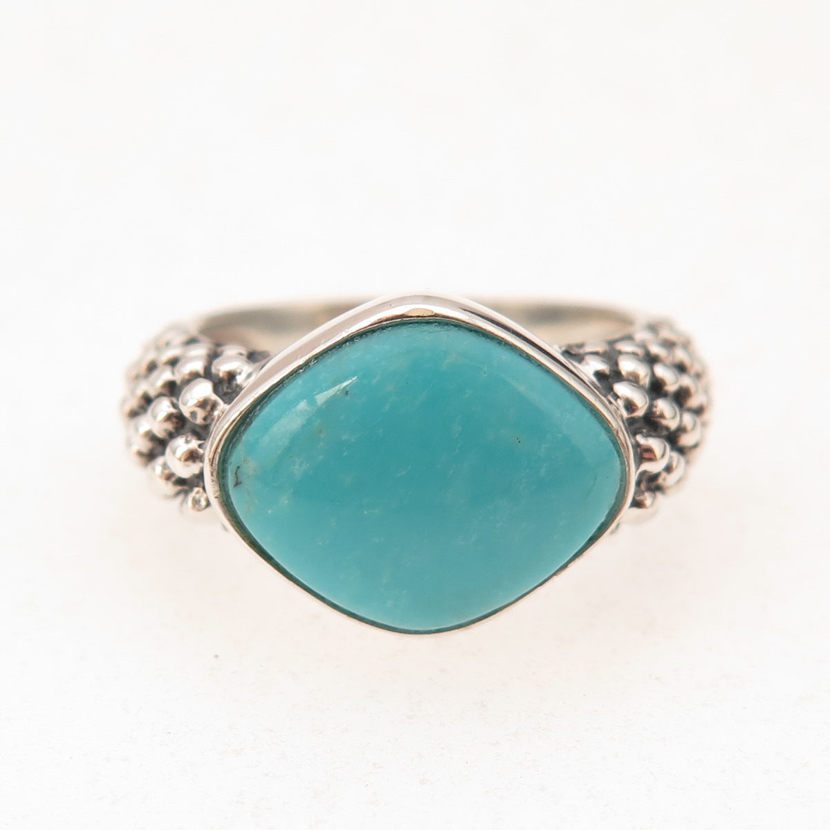 925 Sterling Silver Vintage Real Turquoise Oxidized Ring Size 6