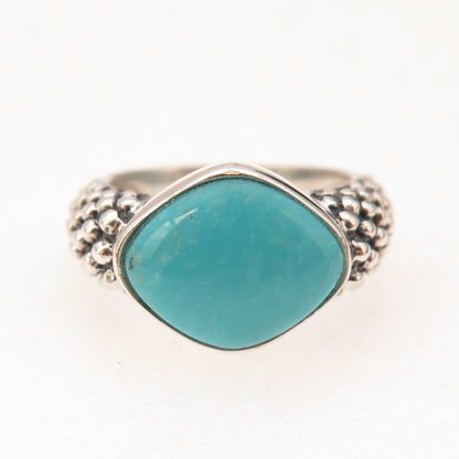 925 Sterling Silver Vintage Real Turquoise Oxidized Ring Size 6