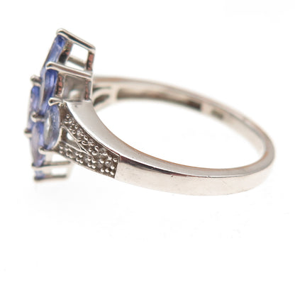 Chuck Clemency 925 Sterling Silver Real Tanzanite & White Topaz Ring Size 9