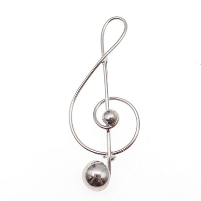 Lang 925 Sterling Silver Vintage Treble Clef Oxidized Pin Brooch