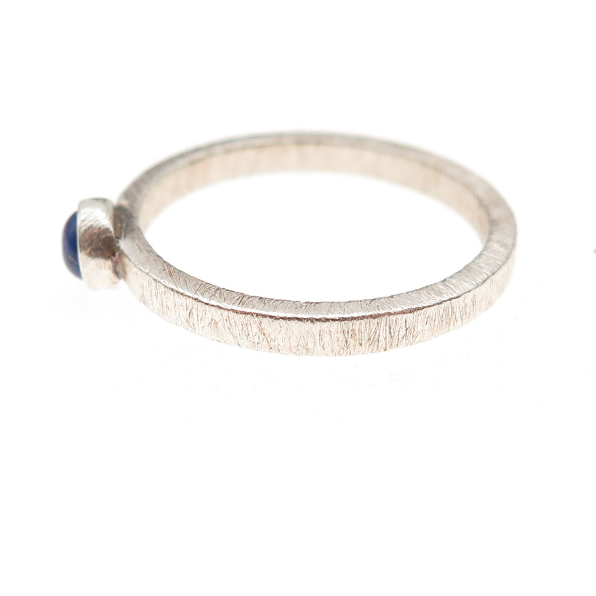925 Sterling Silver Vintage Real Lapis Brushed Oxidized Ring Size 9.25
