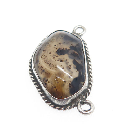 925 Sterling Silver Vintage Real Agate Centerpiece Pendant