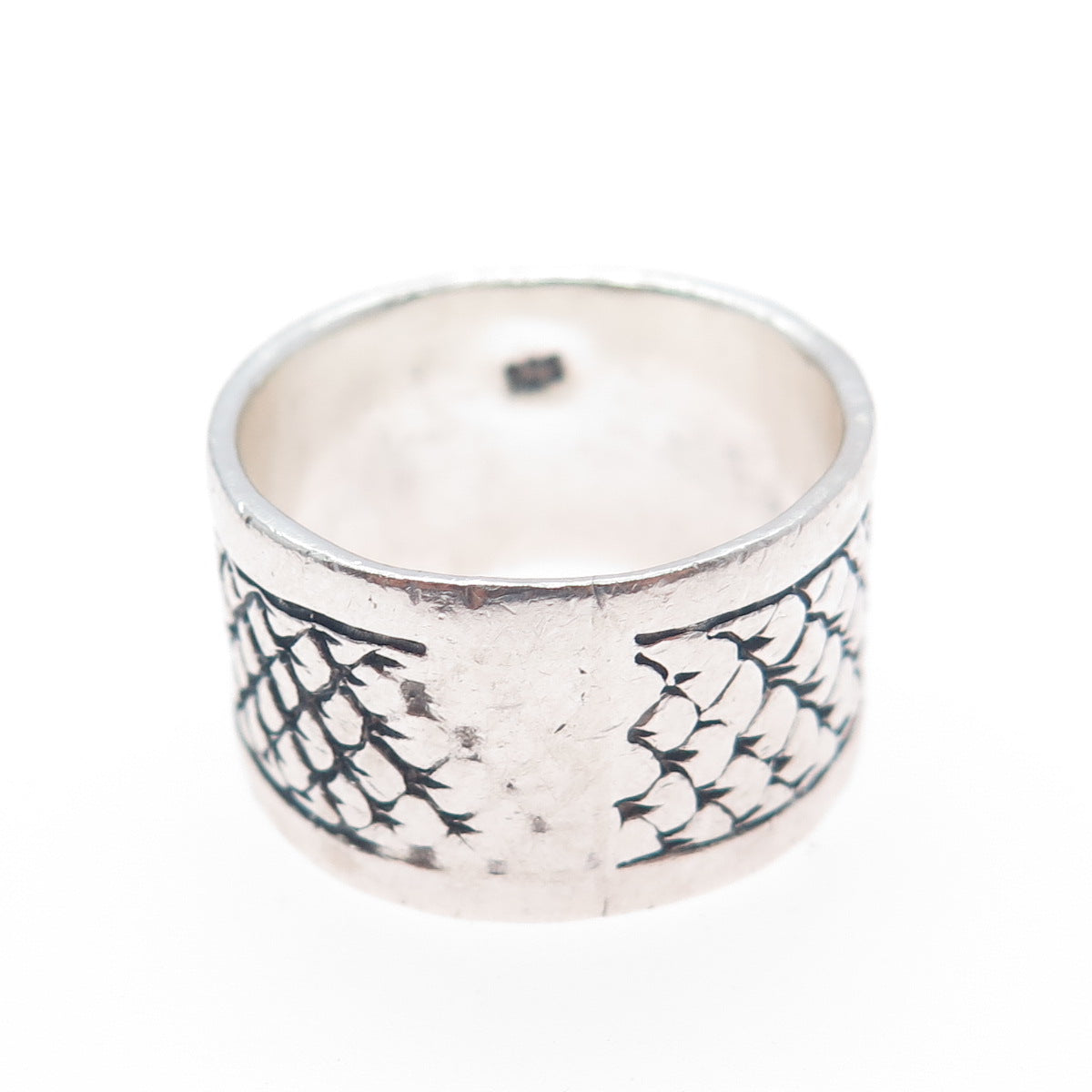 925 Sterling Silver Vintage Celtic Dragon Knot Oxidized Wide Band Ring Size 11