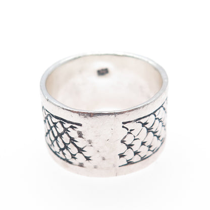 925 Sterling Silver Vintage Celtic Dragon Knot Oxidized Wide Band Ring Size 11