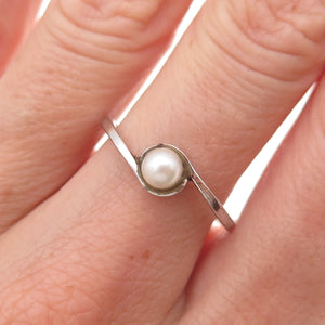 Avon 925 Sterling Silver Vintage Real Pearl Bypass Ring Size 7.25