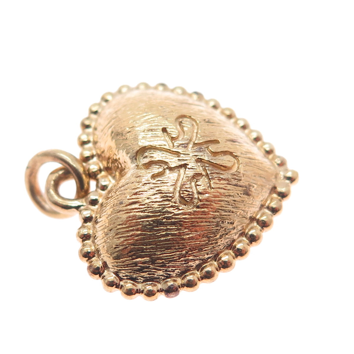SAI 925 Sterling Silver Gold Plated Vintage Floral Cross Heart Charm Pendant