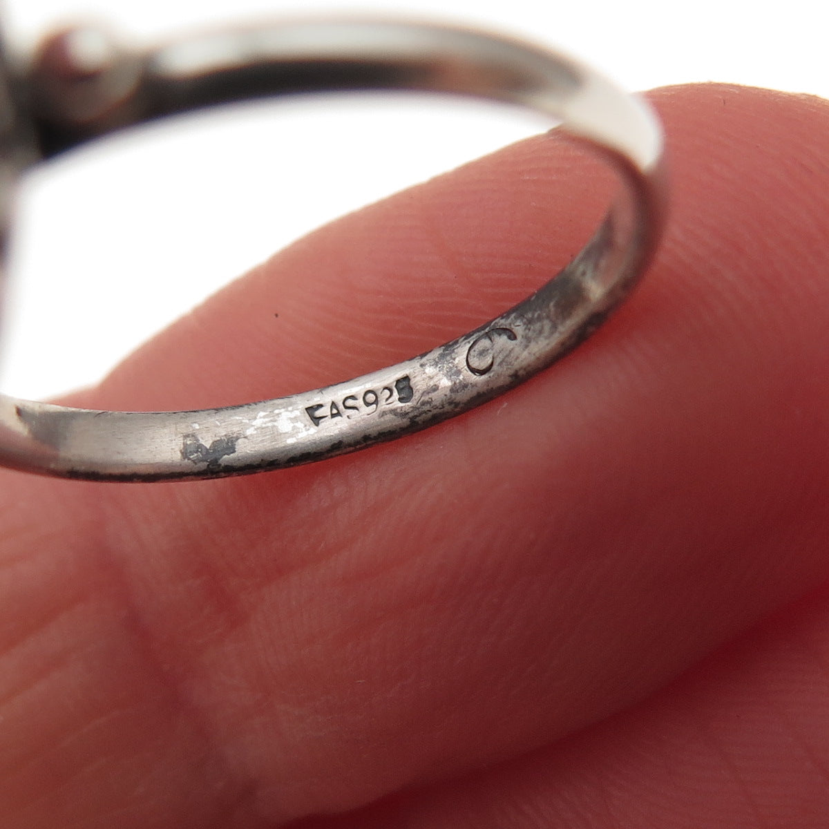 925 Sterling Silver Vintage Real Turquoise Oxidized Ring Size 6