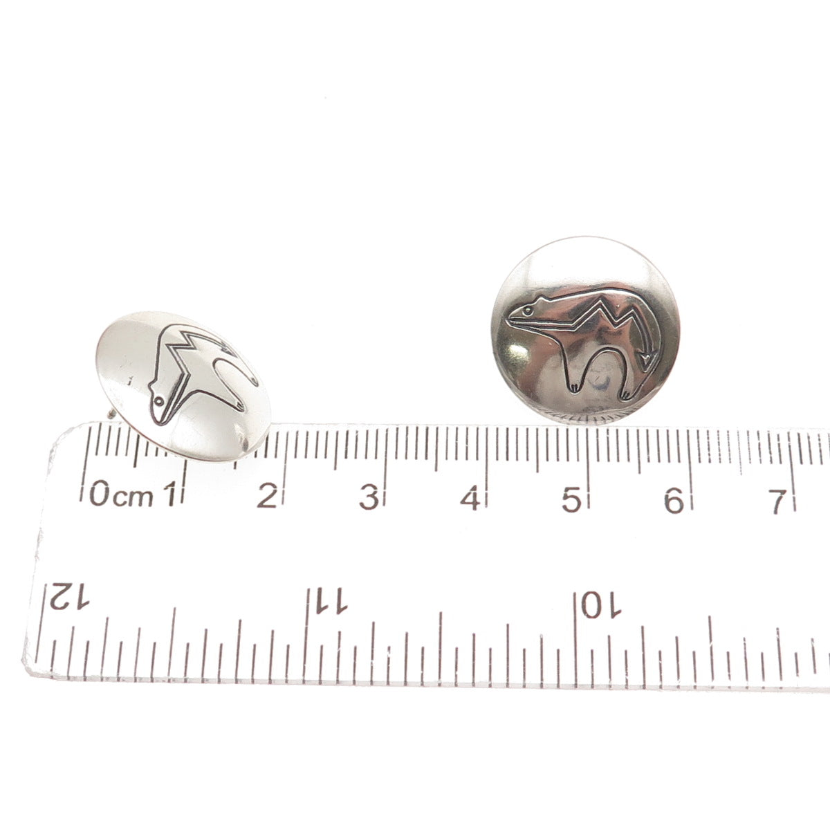 Old Pawn 925 Sterling Silver Vintage Southwestern Native Bear Tribal Earrings
