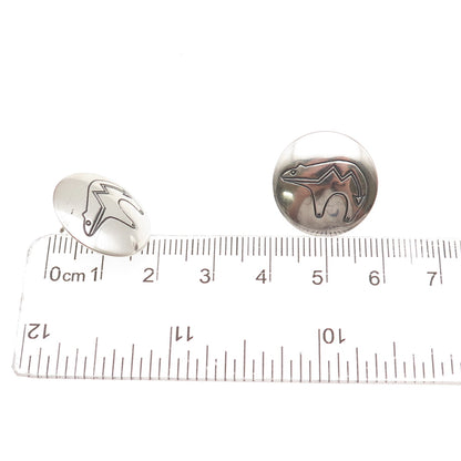 Old Pawn 925 Sterling Silver Vintage Southwestern Native Bear Tribal Earrings