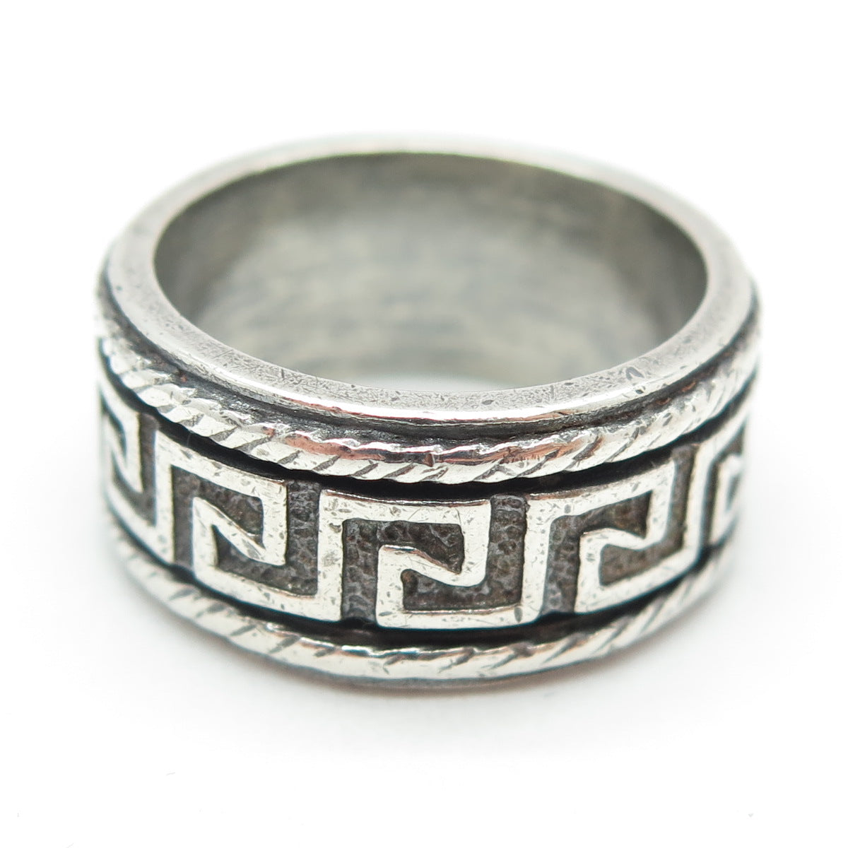 CHATEAU D'ARGENT 925 Sterling Silver Vintage Greek Key Oxidized Ring Size 9.25