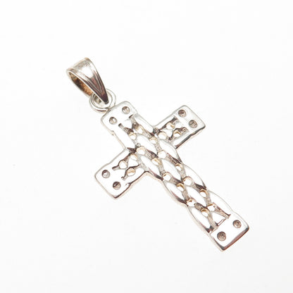 925 Sterling Silver Vintage Modernist Cross Charm Pendant