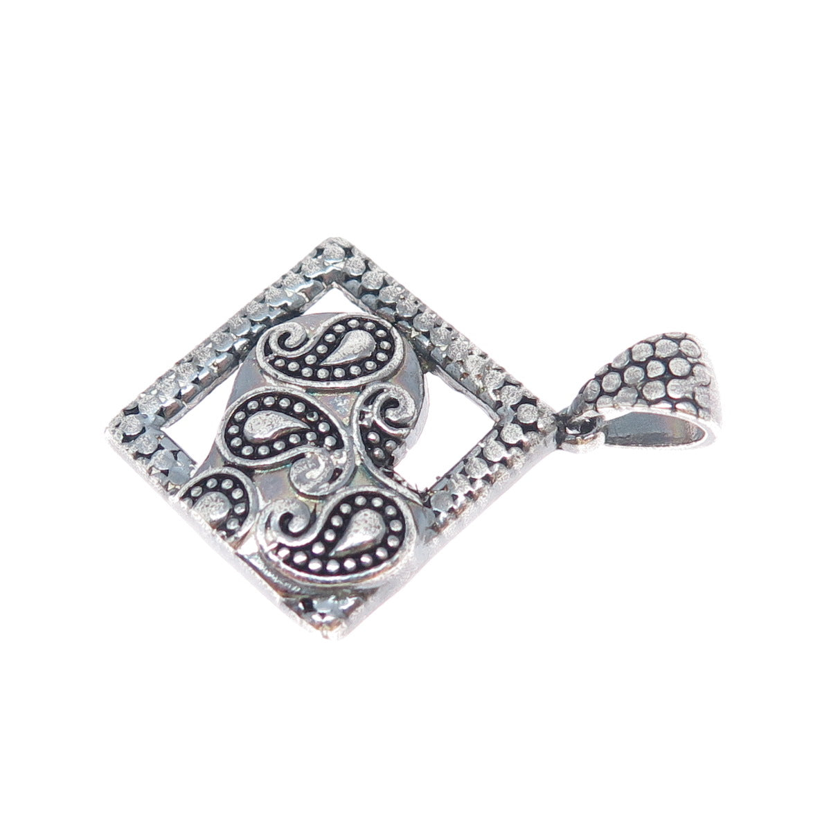 925 Sterling Silver Vintage Dragon Scale Oxidized Charm Pendant