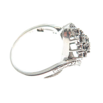 925 Sterling Silver Real Round-Cut Diamond Bohemian Ring Size 8.75