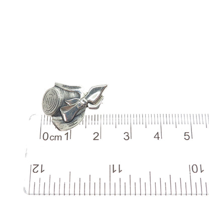 LGB BALFOUR 925 Sterling Silver Vintage Hat w/ Bow Oxidized Pin Brooch