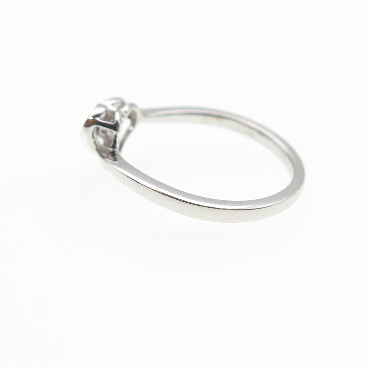 925 Sterling Silver Real Round-Cut Amethyst Heart Ring Size 6.75