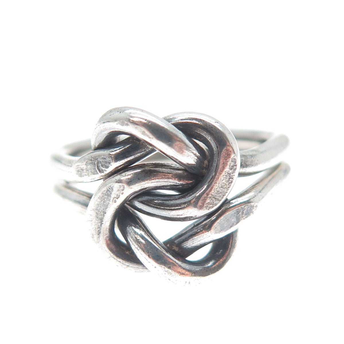 925 Sterling Silver Vintage Double Love Mariner Knot Oxidized Ring Size 5.5