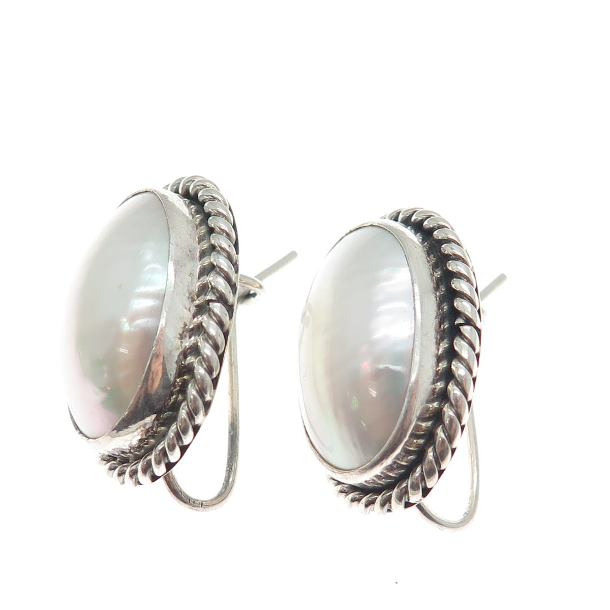 GILO & GRACE NAKAI NAVAJO Old Pawn Sterling Silver Vintage MOP Tribal Earrings