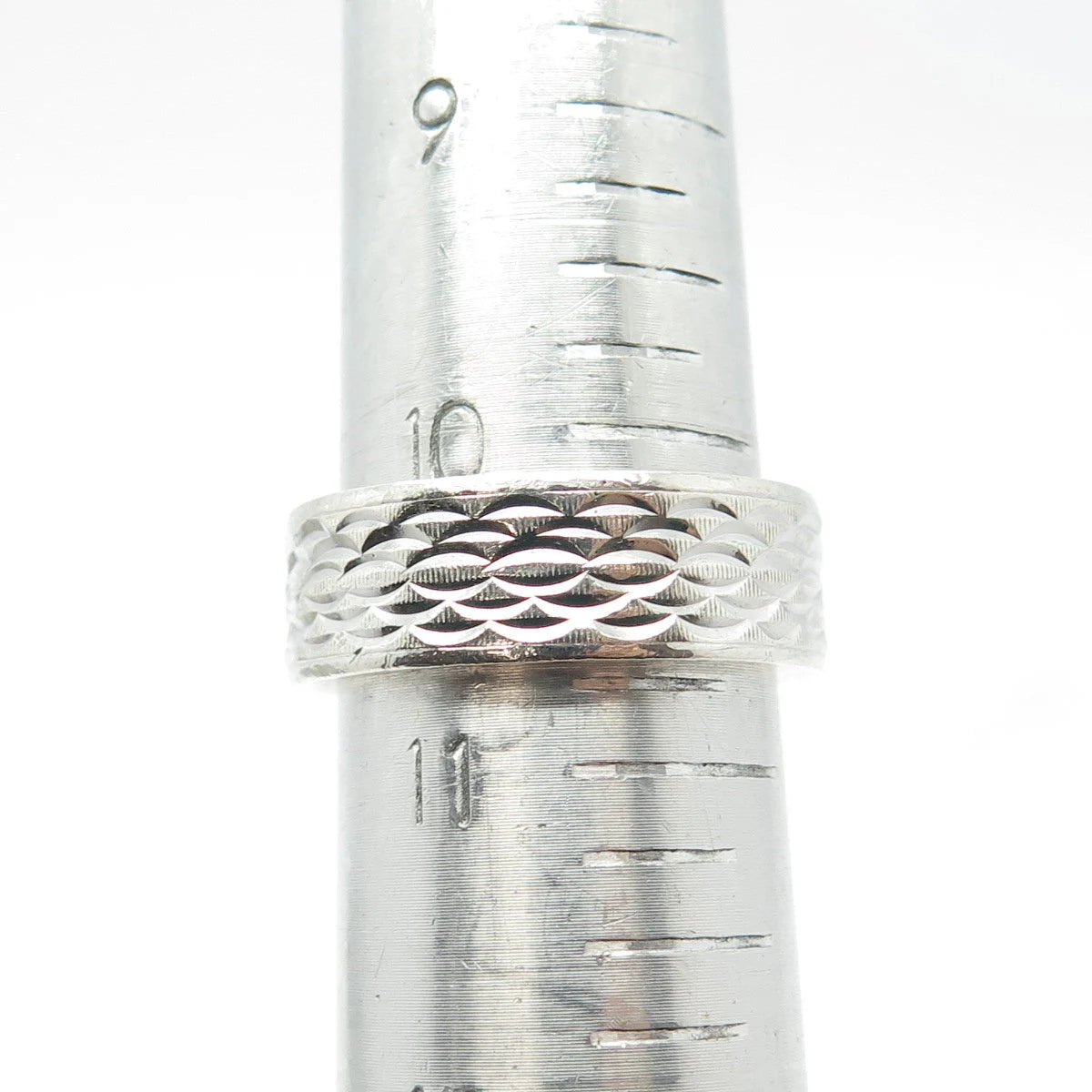 925 Sterling Silver Vintage Etched Band Ring Size 10.75