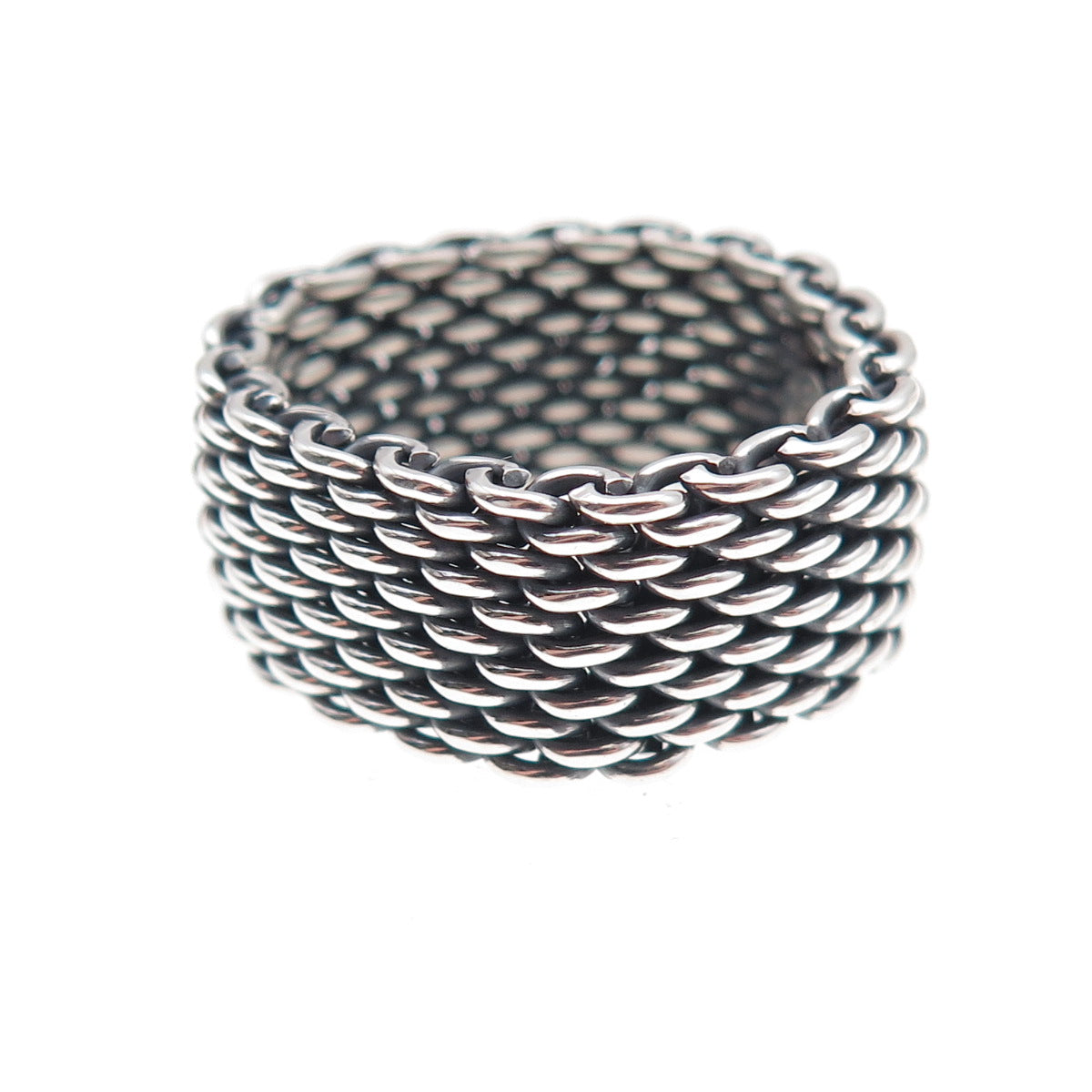 Tiffany & Co. 925 Sterling Silver Vintage Somerset Mesh Ring Size 7