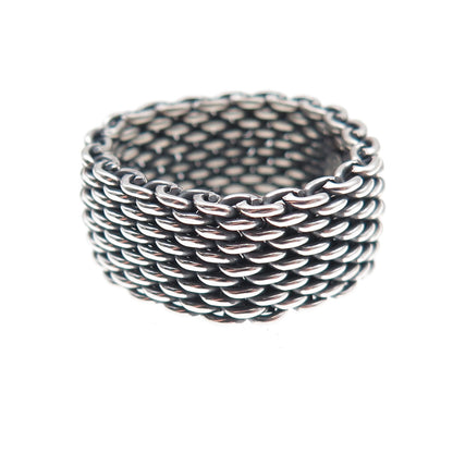 Tiffany & Co. 925 Sterling Silver Vintage Somerset Mesh Ring Size 7