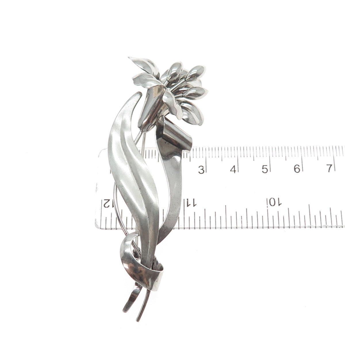 CARL ART 925 Sterling Silver Antique Art Deco Lily Flower Pin Brooch
