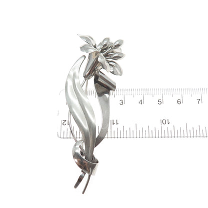 CARL ART 925 Sterling Silver Antique Art Deco Lily Flower Pin Brooch